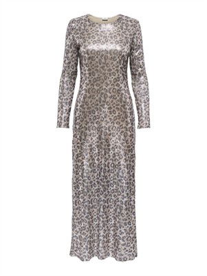 JDYLeona Sequin Lang Kjole - Brown Rice/Leopard